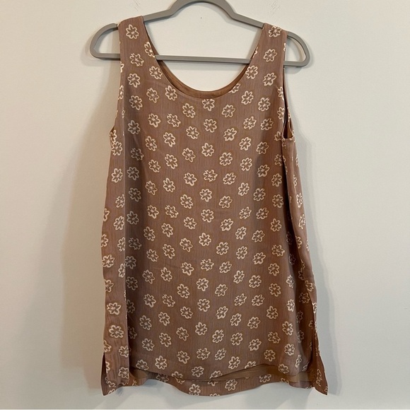 Women’s vintage Doncaster brown floral silk sleeveless tunic top size medium M - Picture 1 of 4